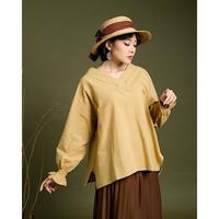 Gambar Atasan Wanita Lengan Panjang Blouse Fashion Wanita - Mustard dari Feelisha undefined 3 Tokopedia