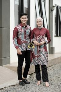 Gambar Baju Batik Couple Tunik Terbaru Baju Kapel Kerja Kondangan Modern - NAJA ABU, WANITA XXL dari ATASAN BATIK COUPLE undefined 5 Tokopedia