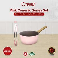 Gambar Cypruz Pink Ceramic Series Set 2 Pcs: Sauce Pan 16 cm + Capitan dari Home Electro undefined 2 Tokopedia