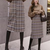 Gambar Midi Skirt Rok Checkered Plaid Highwaist A Line Vintage Korean RKK - Brown, S dari SNB Catwalk undefined 1 Tokopedia