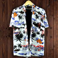 Gambar kemeja pria motif pantai lengan pendek surfing - stwputih, L dari Wecare4869 undefined 2 Tokopedia