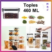 Gambar ESTENIK` (COD) Toples Makanan Plastik Tebal Kotak Bening Kedap Udara Uk. 460ML - PUTIH dari Estenik undefined 1 Tokopedia