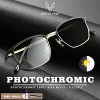 Gambar Kacamata Titanium  Photocromic Anti UV 400 Kotak Fashion Korean 1935 - BLK GOLD, PHOTOCROMIC AJA dari Gray Pink undefined 1 Tokopedia
