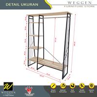 Gambar lemari gantungan besi rak pajangan baju dan pakaian minimalis modern - Hitam-Putih, Samarinda dari WEGGEN FURNITURE STORE undefined 3 Tokopedia