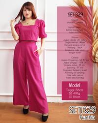 Gambar One set setelan polos atasan dan celana panjang Linen 1329 - BLACK dari Okage Shop undefined 3 Tokopedia