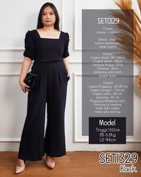 Gambar One set setelan polos atasan dan celana panjang Linen 1329 - BLACK dari Okage Shop undefined 5 Tokopedia