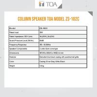 Gambar TOA ZS-102C Column Speaker Indoor / Outdoor Speaker Dinding Masjid TOA - Satuan dari Jagoan888elektronik undefined 4 Tokopedia