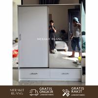 Gambar Lemari Sliding 2 Pintu Plus Dua Laci Luar - 120x50x180cm dari merakitruang.furniture undefined 1 Tokopedia
