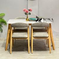 Gambar Ola • Meja makan marmer set kursi 4 scandinavian jati retro mewah - Cream Standart dari Koka Furnindo undefined 2 Tokopedia