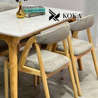Gambar Ola • Meja makan marmer set kursi 4 scandinavian jati retro mewah - Cream Standart dari Koka Furnindo undefined 4 Tokopedia