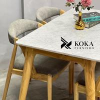 Gambar Ola • Meja makan marmer set kursi 4 scandinavian jati retro mewah - Cream Standart dari Koka Furnindo undefined 3 Tokopedia