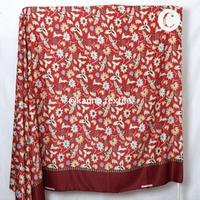 Gambar Kain Batik Halus Semi Sutra BH103 Motif Bunga Warna Oren/Abu/Merah - A - Oren dari Kanno Textile undefined 4 Tokopedia