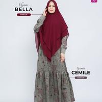 Gambar Gamis satin print bordir simple elegant Cemile by Ukhti Munira - hijau army, S dari qilanahijab shop undefined 2 Tokopedia