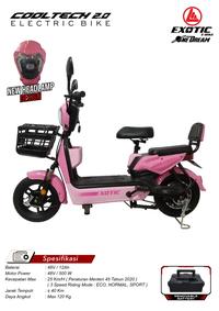 Gambar Sepeda Listrik Exotic COOLTECH 3.0 Electric E Bike 500 Watt Removable - 2.0 pink dari RAIN BABY SHOPS undefined 2 Tokopedia
