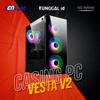 Gambar CASING PC INFINITY VESTA V2 ATX mATX GAMING CASE TEMPER GLASS + 4 FAN dari Tunggal Computer Magelang undefined 1 Tokopedia