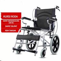 Gambar kursi roda lipat portable traveling kursi roda medis - kr 104 hitam dari RA_INDO GROSIR undefined 2 Tokopedia