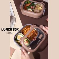 Gambar Lunch Box Set Kotak Tempat Makan 2 Sekat Stainless Steel 1000ml BPA Free - Putih Kotak dari HachiLiving undefined 4 Tokopedia