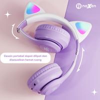 Gambar Headset Bluetooth Telinga Kucing Naxen STN-28 Pro Super Bass LED RGB - Biru dari Naxen Official Store undefined 3 Tokopedia