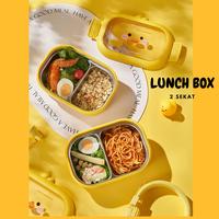 Gambar Lunch Box Set Kotak Tempat Makan 2 Sekat Stainless Steel 1000ml BPA Free - Putih Kotak dari HachiLiving undefined 1 Tokopedia