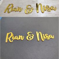 Gambar Chipboard Nama Couple / Mirror Acrylic / Hiasan Mahar - Gold Mirror - 10 x 2.5cm dari Kayuwa Store undefined 2 Tokopedia