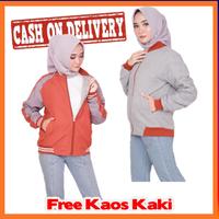 Gambar Jacket Jaket Bomber Bolak Balik Parasut Premium Original Distro Wanita - Orange, M dari Juraganmode undefined 1 Tokopedia