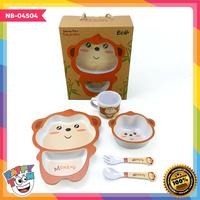Gambar Bamboo Fiber Feeding Set Tempat Peralatan Makan Bayi Anak - MONKEY dari Happy Toon undefined 1 Tokopedia