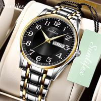 Gambar Sunlifex Jam Tangan Pria Bercahaya Tali Stainless Steel Jam Cowok - goldblack dari Rebirth Jam Tangan undefined 1 Tokopedia