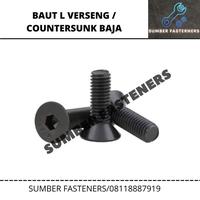 Gambar Baut L Countersunk Verseng M6x16mm / M6x16 /6x16 Baja Hitam Grade 10.9 dari sumber fasteners undefined 2 Tokopedia