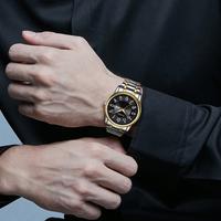 Gambar Sunlifex Jam Tangan Pria Bercahaya Tali Stainless Steel Jam Cowok - goldblack dari Rebirth Jam Tangan undefined 3 Tokopedia