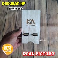 Gambar Dudukan HP Kayu / Holder Stand Sandaran Phone Portable Custom Grafir - Polos dari Kayu Arem undefined 5 Tokopedia