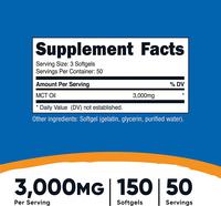 Gambar Nutricost MCT Oil 3000mg 150 Softgels - 300 kapsul dari In Solitude undefined 2 Tokopedia