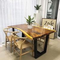 Gambar dining table set solid wood 4 kursi scandinavian meja makan kayu suar dari Hanif Mebel Furniture undefined 1 Tokopedia