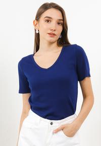 Gambar LLACES Clothing - Blouse Wanita - Rib Knit Lark Tee V Neck - Navy - S dari LLACES Clothing undefined 1 Tokopedia