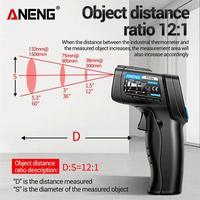 Gambar Aneng TH104 Infrared Handheld Temperature Thermometer Suhu-50~550℃ IR laser Sensor dari Metaverse World Tools undefined 2 Tokopedia