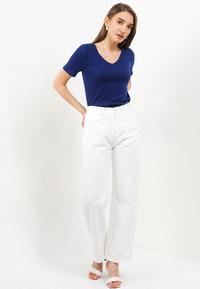 Gambar LLACES Clothing - Blouse Wanita - Rib Knit Lark Tee V Neck - Navy - S dari LLACES Clothing undefined 5 Tokopedia