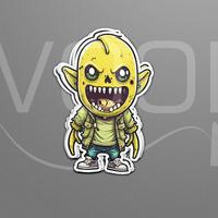 Gambar zombie buah pisang lucu sticker - 15x15 Cm dari Voodle Nation undefined 1 Tokopedia