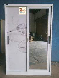 Gambar Lemari Pakaian 2 Pintu Sliding Plat Besi 120cm - Lemari Baju 80cm - Panjang 120cm dari Papamama Home Living undefined 5 Tokopedia