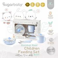 Gambar Sugarbaby Stanless Steel Children Feeding Set 4in1 Set Alat Makan Bayi - Biru dari Huggy Baby undefined 5 Tokopedia