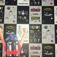 Gambar Wallpaper Dinding Anak Motif Roket Astronot Hitam Biru Play House dari CANTIK WALLPAPER undefined 5 Tokopedia
