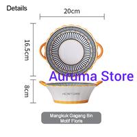 Gambar Mangkok Keramik Gagang Model Eropa 20cm Anti Luntur Wadah Makanan Kuah - Floris dari Auruma Store undefined 3 Tokopedia