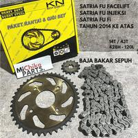 Gambar [HEAVY DUTY] Gear Gir Set Rantai Rante 428H Satria Fu 150 New Facelift Fi Injeksi 2013 2014 2015 2016 14T 43T 428H 120L 128L 120 128 F150 Fu150 TP - KN - 14/43/120 dari kaizen.michikoparts undefined 1 Tokopedia