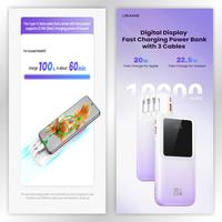 Gambar USAMS X-Chel Powerbank With Cables 10000mAh PD20W+QC3.0 Fast Charging - Hitam dari USAMS ID undefined 5 Tokopedia