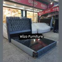Gambar Divan Sandaran Kuping Full Kancing Beludru Abu Custom Kaguu Palembang - 160x200 Cm dari Wilco Furniture Palembang undefined 2 Tokopedia