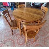 Gambar Set Meja Makan 4 Kursi Dudukan Bulat Kayu Jati dari Best.Home.Living undefined 1 Tokopedia
