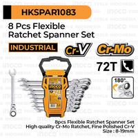 Gambar 8-Pcs Ratchet Spanner Set INGCO HKSPAR1083 Kunci Ring Pas Kepala Tekuk dari INGCO Tools by GUNKA undefined 2 Tokopedia
