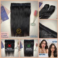 Gambar Hairclip Rambut Asli Premium, Natural 30cm/40cm/50cm, 5 clip, 2 Layer - 50cm, Dark Brown dari Hairytale undefined 1 Tokopedia