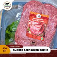 Gambar Smoked Beef Ham Sliced Round / Daging Sapi Asap Bulat (Qty. 500 gr) dari Hijrahfood Meatshop undefined 1 Tokopedia