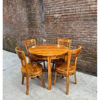 Gambar Set Meja Makan 4 Kursi Dudukan Bulat Kayu Jati dari Best.Home.Living undefined 3 Tokopedia