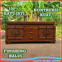 Gambar bufet minimalis model klasik kayu jati meja tv ruang tamu mebel jepara dari Cahaya Meubel Jepara undefined 1 Tokopedia