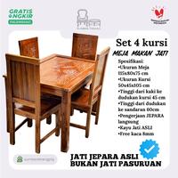 Gambar Set Meja Makan Kayu Jati 4 kursi Minimalis Kursi Makan Jati Jepara dari Sumber Terang PLG undefined 1 Tokopedia